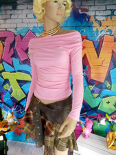 Edles Damen Langarm Shirt, Wasserfall Design, seitliche Raffung, rosa, Gr. S