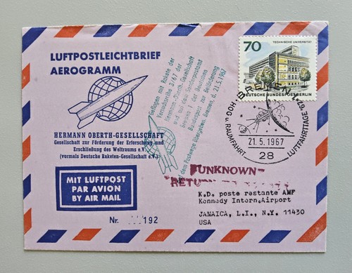 Beleg raketenpost 1967 - beleg, rakete