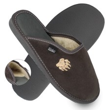 Herren Leder Hausschuh mit Schafwolle grau Velours Gr. 39-48 Tatze filsko Skagen