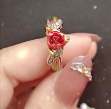 Rosen Ring Gold Silber Mode Damen Schmuck Verlobungsring Edelstahl 