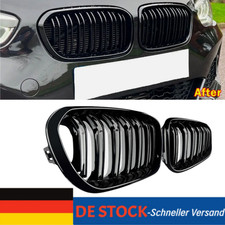 Für BMW 1er F20 F21 Ab 2015 2x Nieren Grill Kühlergrill GLANZ SCHWARZ Doppelsteg