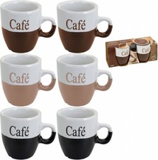 Kaffeebecher Tasse Porzellan 6 Stk 150 ml Braun Schwarz Beige Cafe Trinken Büro