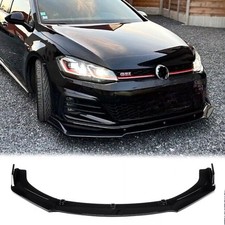 3PCS Universal Front Spoiler Lippe Stoßstange Frontansatz Schwarz Glanz Für
