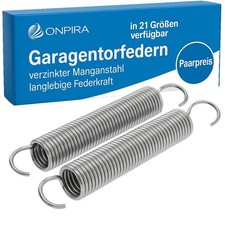Onpira® 2x Universal Garagentor Feder in 21 Größen verzinkt Garagentorfedern