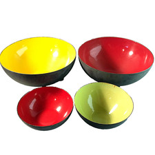 TORBEN ORSKOV Schale KRENIT Herbert Krenchel Set rot gelb Emaille Email