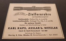 116) Karl Kaps Zielfernrohre Asslar bei Wetzlar Werbung Reklame 1959