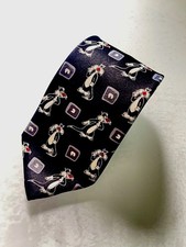 Warner Bros.  Looney Tunes Kater Sylvester Krawatte 1997 / Schwarz Vintage