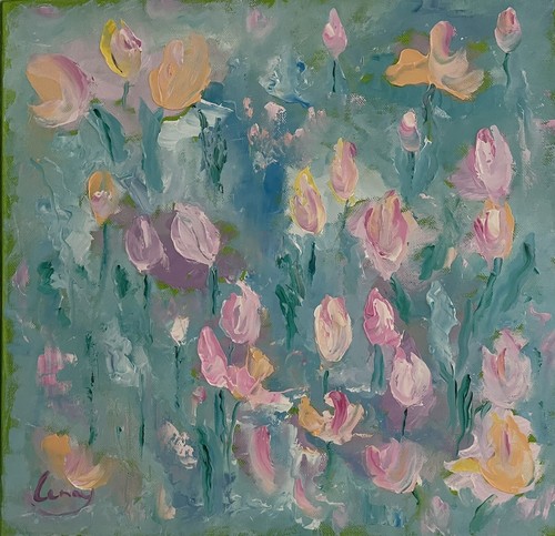 ölbild gemälde blumen - gemälde,
