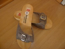 Berkemann Holzsandaletten Gr.5 /38/,Silber,Leder,Neu!!!