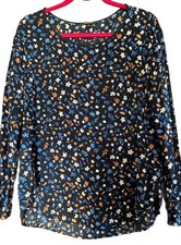 Zauberhafte Bluse von Marco Polo ; Gr. 40, blau mit Bümchenmuster wie neu