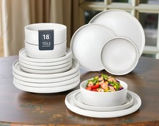 Kombiservice Ylvii 18 tlg Steinzeug reactive white Geschirr Tafelservice