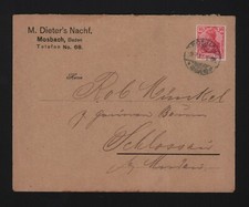 MOSBACH, Briefumschlag 1911, M. Dieter's Nachf. Marmelade Gelee