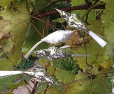 Alter Christbaumschmuck  4x Vogel Bird Weihnachtsschmuck Silber weiß 25/57