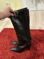 PRADA Damenstiefel, Leder, Gr 36,5, Schwarz