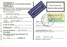 101639) Bund ATM Nr. 1 als EF auf Luftpost-Postsache über Telefonanschluss