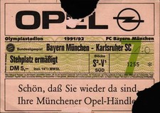 Ticket BL 91/92 FC BAYERN