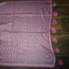 Schal Pashmina  Pelzbommel  Rosa grau Leo m. Angora Stola