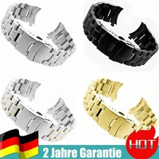 18/20/24mm Gebogene Edelstahl Glieder-Uhrenarmband Silbern Metall massiv_Ersatz