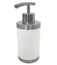 MODERNER SEIFENSPENDER WEIß MIT EDELSTAHLPUMPE, ELEGANTES DESIGN, LEO WHITE