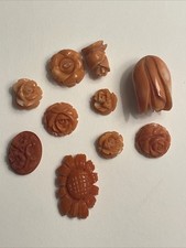 Konvolut Antike Geschnitzte Korallen Gemmen Stücke Blumen 10 Stück