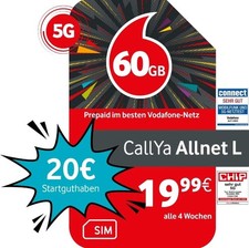 Vodafone Prepaid Karte 20€ start Guthaben 60 GB 