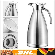 Isolierkanne 2 L Thermosflasche mit Griff Silber Edelstahl Flasche Bottle Thermo