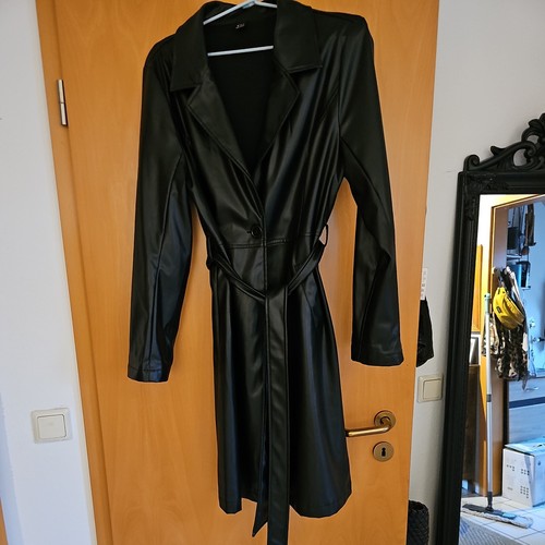 Damen ledermantel schwarz - damen,