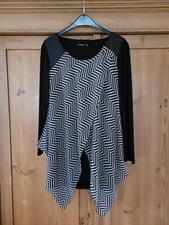 Damen Bluse Langarmshirt Long-Top Oberteil Größe 42-44 schwarz beige MAT Fashion