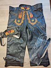 Trachtenlederhose mit Träger, M, Kniebund, Flammen, gebraucht