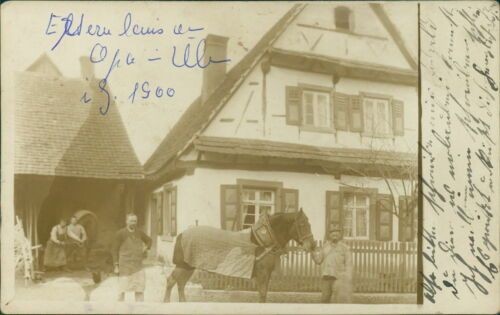 Ansichtskarte haus personen - ansichtskarte,