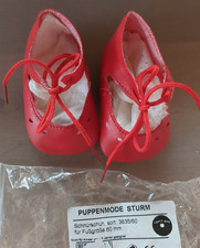Puppenschuhe v. Sturm, 8,5 cm lang -4,5 cm breit, rot für 60 mm Gr. Füße