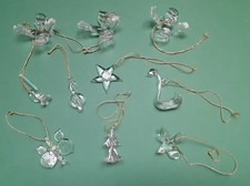 10 Glasfiguren Christbaumschmuck Hänger Vogel Trompete Stern u.a. Vintage Deko