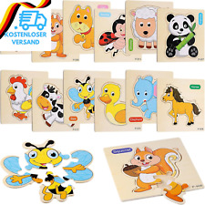 Huiguli Holzpuzzle Für Kleinkinder Von 1-3 Jahren, 12 Stück Tier Puzzle Ab 2, Mo