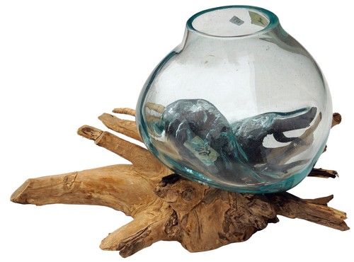 Wurzelholz vase ø glas - vase, 1