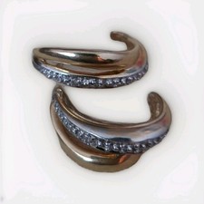 14 Karat Bicolor Diamant OHRRINGE Halbcreolen