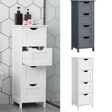 Badezimmerschrank Kommode Badschrank schmaler aus Holz mit 4 Schubladen VASAGLE 