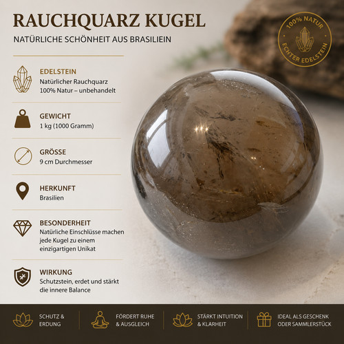 Rauchquarz kugel xxl 9cm - rauchquarz,