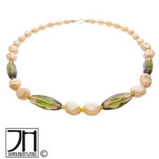 Modeschmuck Glas Halskette Faux Perlen 50er Jahre 50s glass necklace