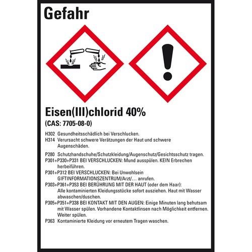 Ghs etikett eisenchlorid - ghs-etikett, eisen(iii)chlorid
