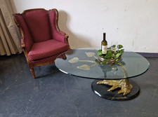 Hollywood Regency Couchtisch Bonsai Glas Marmor Messing dekorativ Vintage