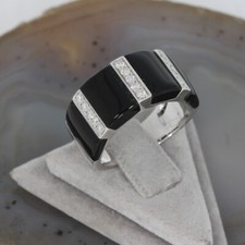 Wert 2490 € Brillant Onyx Ring 585 14 Karat Weiß Gold