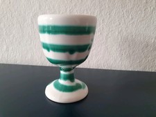 Gmunden Keramik Eierbecher, grün geflammt, kleine Fehler