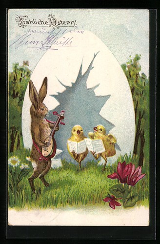 Osterhase begleitet singende
