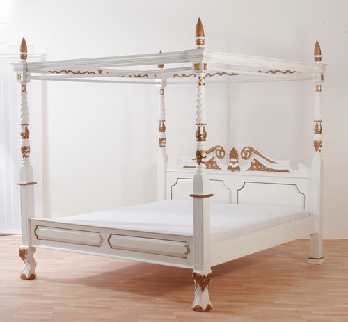 Himmelbett weiß gold - himmelbett,