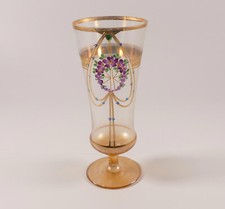 Böhmen  Glas mit Weichmalerei vergoldet Rose Jugendstil