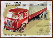 Prospekt FAUN 1950er Lkw Typ L8V, L8L 8-Tonner Schwerlastwagen techn. Daten