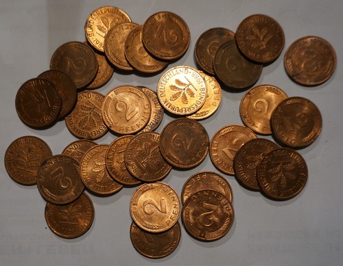 Sammlung von 2pfennig münzen - von, 2pfennig-münzen