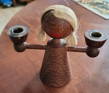 1960 vintage kerzenhalter teak - kerzenhalter,