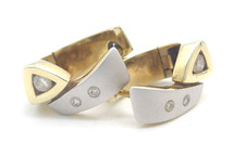 Ohrringe 375 GOLD 9 Karat Bicolor Kreolen orecchini Creolen earrings G1165/25