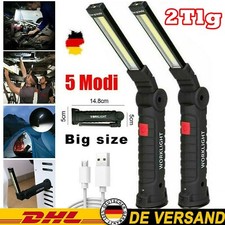 2X COB LED-KFZ Arbeitsleuchte Akku Werkstattlampe Handlampe Mit-Magnet Stablampe